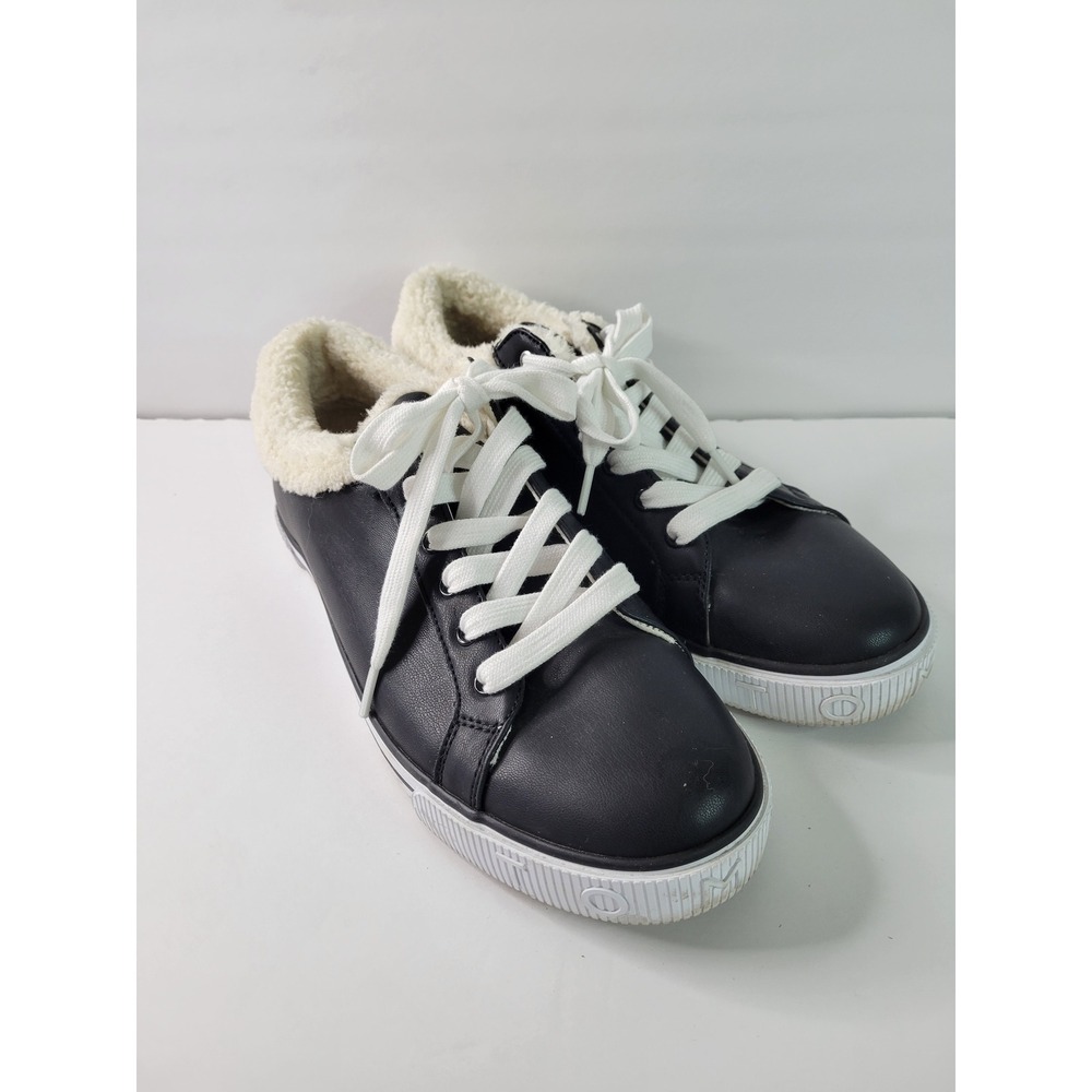 Tommy Hilfiger Twolivee-SS Black Faux Leather Faux Fur Lined Sneakers Womens 11M